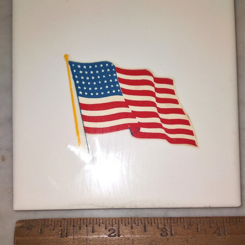 Vintage 48 Star American Flag Plaque